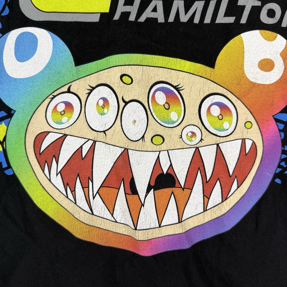 TM/KK Lewis Hamilton Takashi Murakami Black XL Formula 1 Long Sleeve T-Shirt - Picture 3 of 9